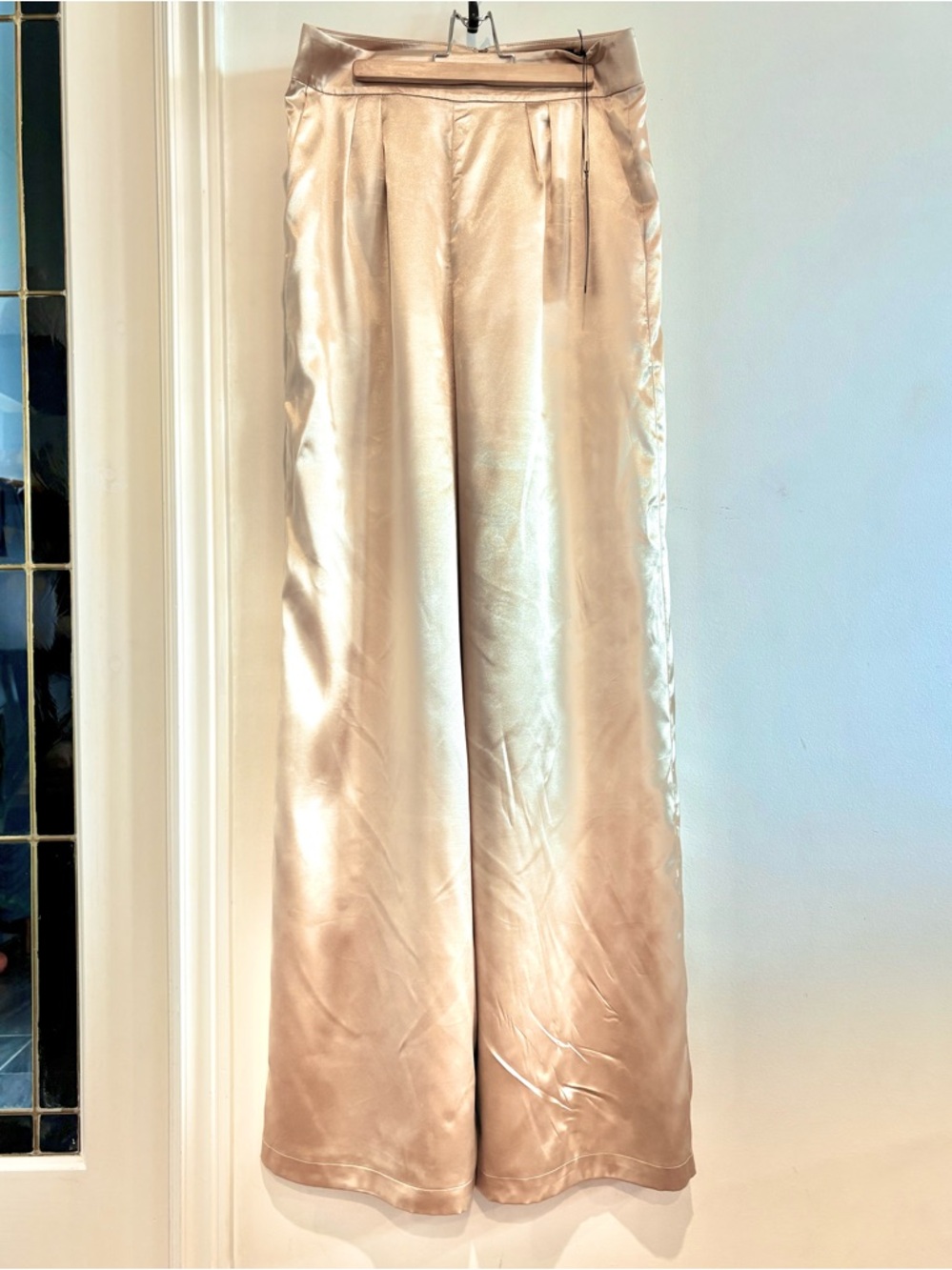 House of Harlow 1960 x REVOLVE Gold Metallic Wide Leg Pants Medium NWT High Rise - Picture 2 of 11